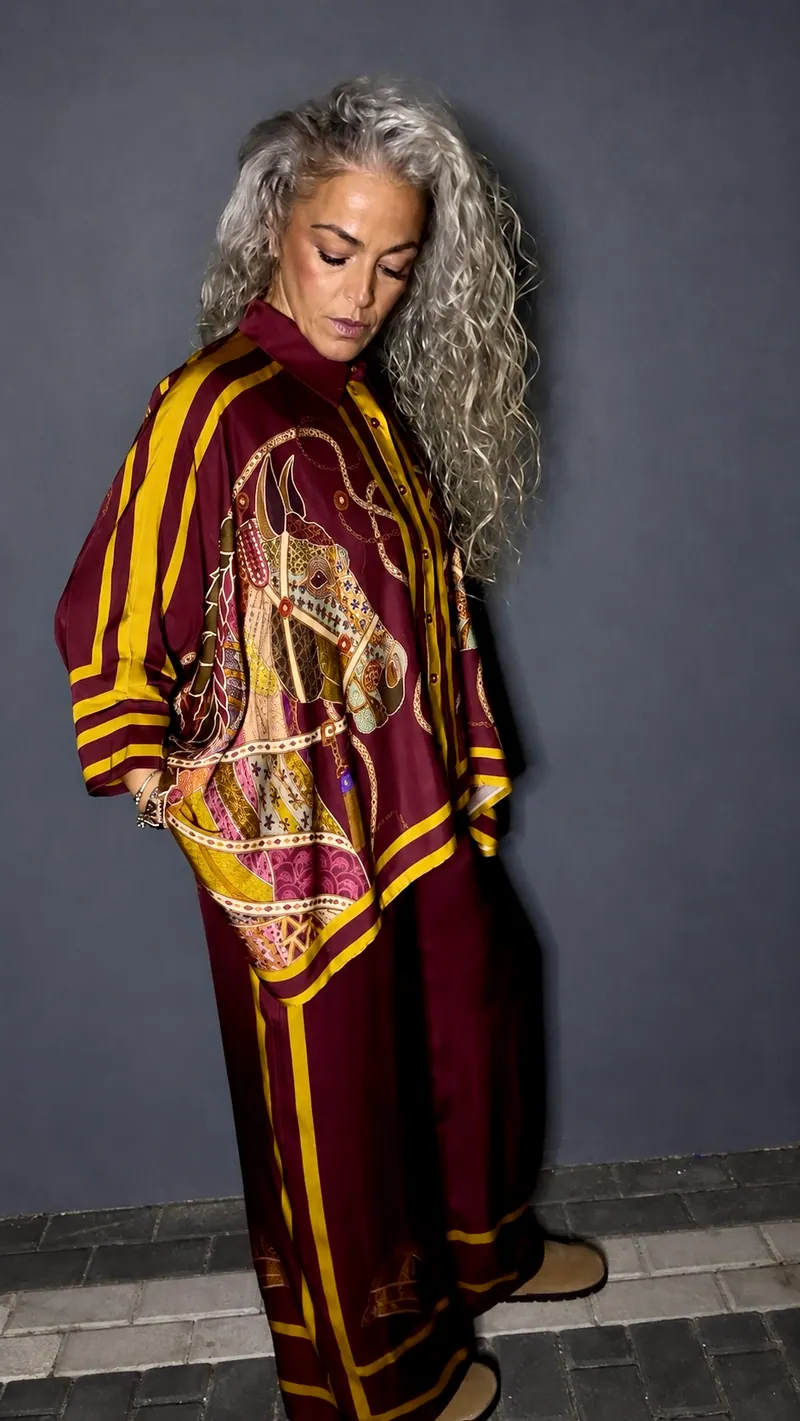 Oversized Silk Set - Burgundy
