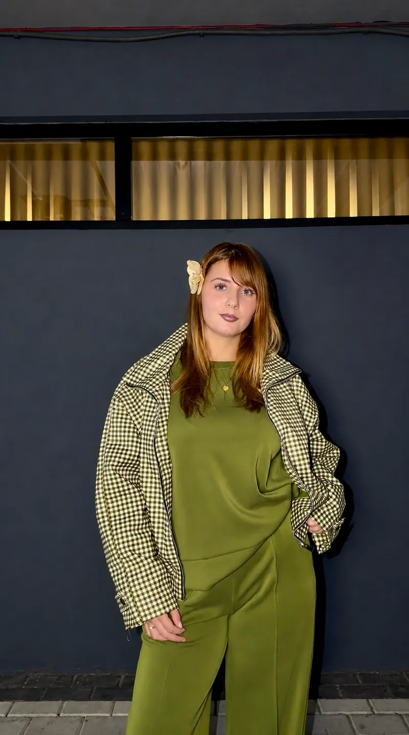 “Vichy Check” Bomber Jacket - Olive Green